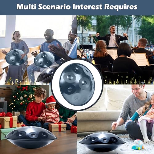 Handpan 22 Inches Drum Set, 440Hz 9 Notes Hand Drum Instrument, Premium Steel Hand Drum, Includes Carrying Case, Drumsticks, Spiral Wraps, Instruction Guide (22 Inches -9 Note -Blue) - size: 22 Inches - 9 Notes - Blue