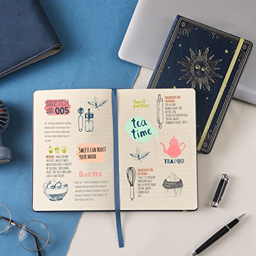 Artfan Ruled Notebook/Journal ā Premium Thick Paper Faux Leather Classic Writing Notebook with Pocket + Page Dividers Gifts, Banded, Large, 144 Pages, Hard Cover, Lined (5.8''x 8.4'') - Blue - color: BLUE