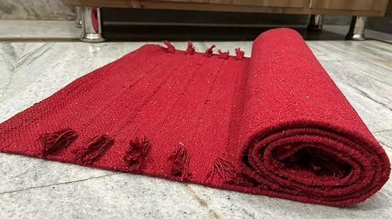 Generic Handcraft Antique Modern Red Yoga Mat Cotton Meditation Mat For Unisex Yoga Fitness Prayer.