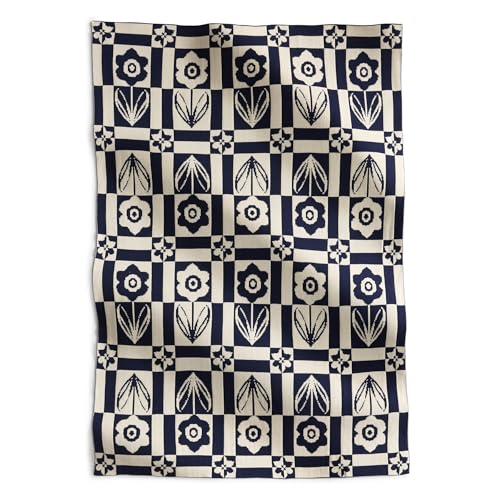 Vera Bradley Women's Cotton Double Knit Throw Blanket - color: Daffodils Peacoat