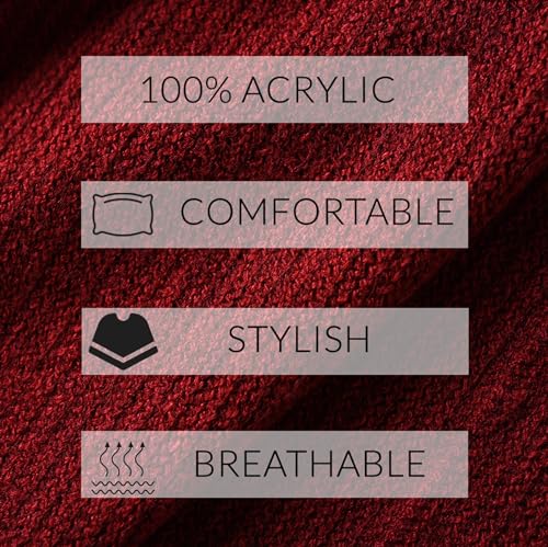 Ferand Shawl Wraps for Women, Cozy Lightweight Poncho Cape with Pockets, Warm for Fall Winter Travel - color: Burgundy