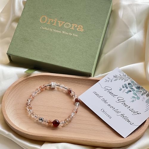 Birth Flower Crystal Bracelets for Women, Handmade Natural Gemstone Stretch Jewelry with Healing & Positive Energy - color: Jun. Rose & Quartz(2)