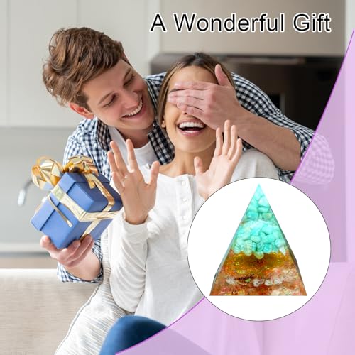 Tree of Life Orgone Pyramid,Natural Tianhe Stone&Black Gold Stone Orgonite Healing Crystal Pyramid,Crystal Stone Positive Reiki Energy Generator Collection Wealth Lucky Meditation Tool(6cm) - color: Red