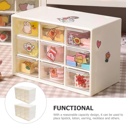 Cabilock 2pcs Clear Storage Drawer Organizer Multifunctional Sundries Storage Box for Jewelry Makeup and Crafts Stackable Design for Bathroom Office and Bedroom Use