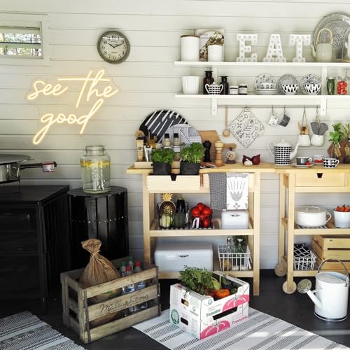 See The Good Neon Sign for Wall Decor, Warm White Led Signs for Room, USB Dimmable Neon Lights for Bedroom Home Living Room Party Cafe Business Pub Motivational Wall Art Birthday Gift - style: see the good