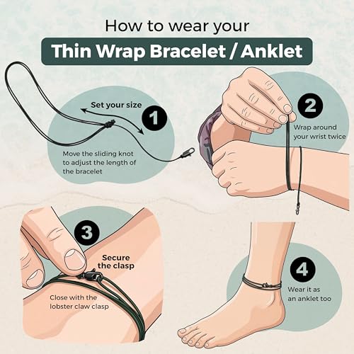 Made by Nami Nautical Rope Bracelet for Men Waterproof & Adjustable Wrap String Bracelets with Snap Hook Gift for Him - color: Retro Gold