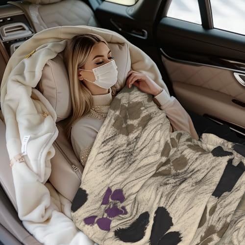 Dog Paws Print 2 Prints Throw Blanket (320g Flannel) Anti-Pilling Warm Fuzzy Blankets for Bed Sofa Couch Travel 40x30 Inch - color: Dog Paws Print 2, size: 40x30 Inch