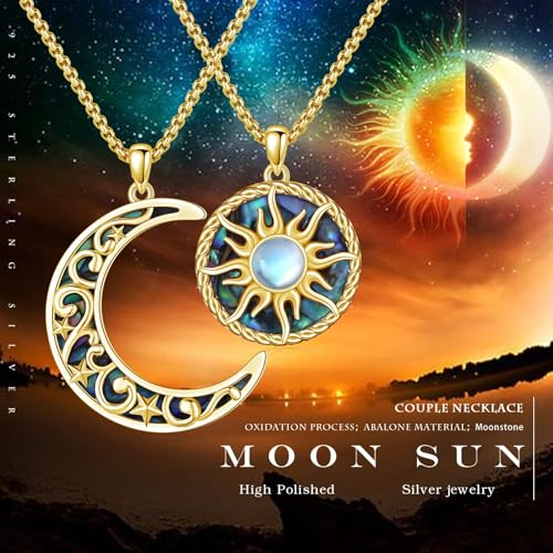 Yin Yang Necklaces for Women Men 925 Sterling Silver Pendant Necklace Yin Yang Jewelry for Women Men Couples - style: Sun Moon #3