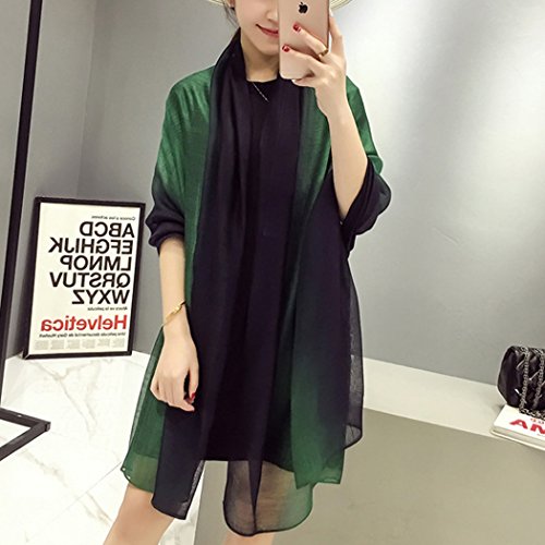 Cotton Silk Scarf Elegant Soft Wraps Color Shade Scarves for Women - color: Dark Green