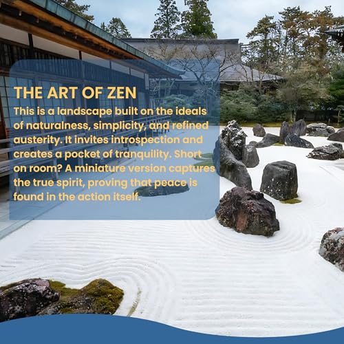 Zen Garden Kit for Desk, 12x8 Inch Sand Tray with 16 Accessories and 6 Tools, Japanese Meditation Mini Garden Set,Mini Meditation Decor for Adults, Stress Relief, Home & Office Decor, Unique Gift Set.