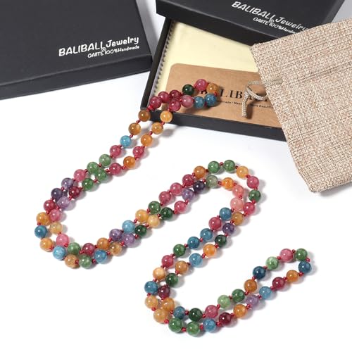 Beaded Necklace Hand Knotted for Woman - color: Tourmaline 1