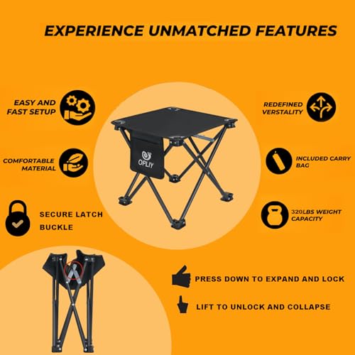 Opliy Camping Stool Upgrade Foot Stool for Camping Fishing Hiking Gardening and Beach, Camping Seat with Carry Bag (Black) - color: Black