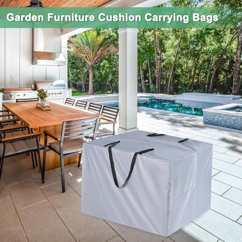 M METERXITY Outdoor Patio Cushion Storage Bags, 32" x 32" x 24" (L x W x H) Grey Waterproof Windproof Easy Loading Space-Saving - color: Grey