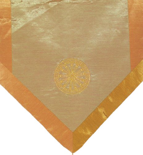 Altar Cloth Or Wall Hanging - Embroidered - Wheel of Dharma - Green Lime - color: Dharma Wheel Green Lime