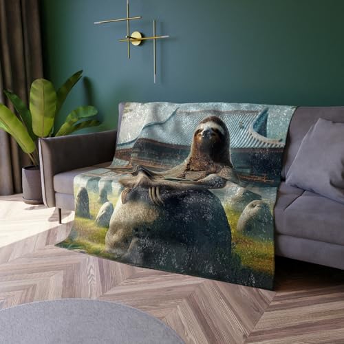 Cozy Crushed Velvet Blanket - Sloth Running a Zen Meditation Center 50 * 60in