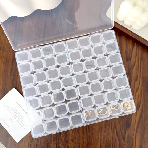 1set Detachable Compartment Jewelry Storage Box Jewelry Divided Into 28/56 Transparent Boxes Nail Art Storage Tools (56 grids,21 * 17 * 2.5cm) - color: 56 grids,21*17*2.5cm