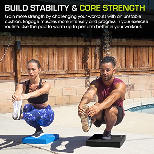 ProsourceFit Exercise Balance Pad, Non-Slip Cushioned Foam Mat & Knee Pad for Fitness and Stability Training, Yoga, Physical Therapy - color: Black, size: L - (15.5" x 12.75") (Pack of 8)