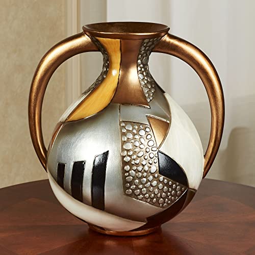 Touch of Class Earths Essence Table Vase | Decorative Centerpieces for Dining Room, Kitchen, Living Room, Bedroom | Gold, Black, Amber, Silver | Geometric Patterns
