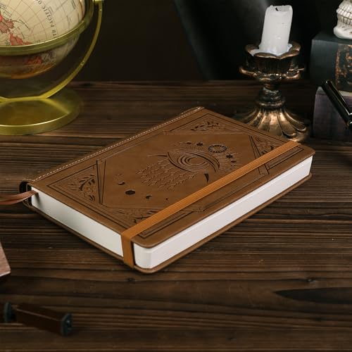 TIEFOSSI Lined Journal Notebook for Women Men, Leather Journal with Pen, A5 Evil Eye Hardcover Notebook for Work, Journaling, Travel & School, 100 GSM Thick Paper, 320 Numbered Pages, 6.2 x 8.3 in - color: Sand
