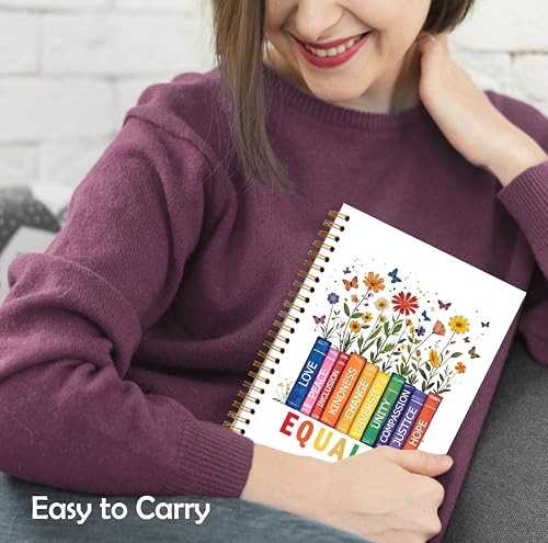 LGBTQ Equality Book Floral Notebook, Pride Month Gifts Journal, Diversity and Inclusion Journal, LGBT Rainbow Pride Hardcover Spiral Notebooks, 5.5x8.3 Inch - color: Color_6