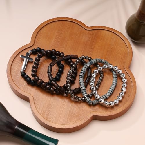 MILAKOO Mens Beaded Bracelets Tribal Wooden Elastic Adjustable Prayer Beads Wrap Cuff for Women - color: M: 6pcs