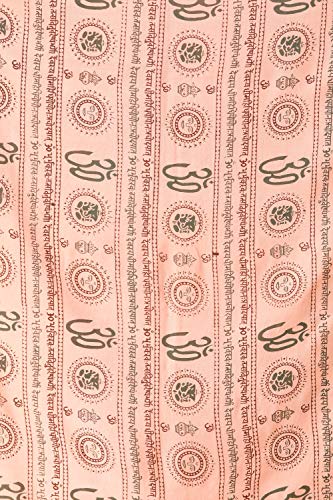 Exotic India Women's Polycotton Prayer Shawl with Printed Om and Gayatri Mantra Stole, Scarves For Pooja, Festive
