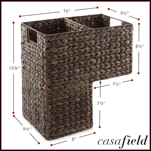 Casafield Stair Step Basket with Handles, Espresso Dark Brown - Woven Water Hyacinth Staircase Basket Storage Bin Organizer - color: Espresso - Hyacinth