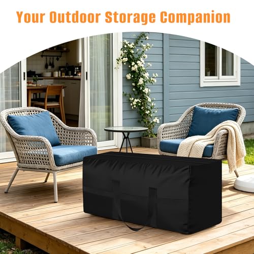 LYHNMW Outdoor Cushion Storage Bag, 600D Oxford Fabric Waterproof Extra Large Patio Furniture Bag, Cushion Organizer Bag with Zipper & Padded Handle(59"L x 20"W x 28"H)