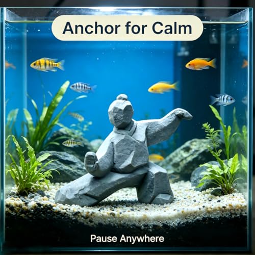 Stone Statue Decor for Home: 4.3" Tai Chi Sculpture Feng Shui Gift for Meditation Zen– Handcrafted Figurine Decoration for Desk Bookshelf Fish Tank (B Style)
