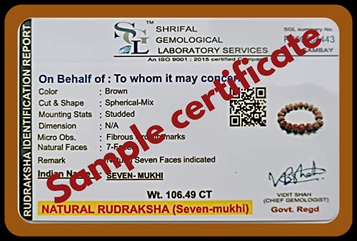 Rudraksha Bracelet for Men & Women's 2 Face, 3 Mukhi, 4 Mukhi, 5 Face, 6 Mukhi, 7 Mukhi, 8 Mukhi, 9 Mukhi, 10 Mukhi, 11 Mukhi Himalayan Rudraksha Beads Wrist Band for Yoga, Meditation, Healing - style: 7 Mukhi - Seven Faced