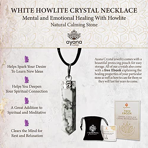 Ayana Crystals White Howlite Necklace β Calm & Clarity in a Crystal Pendant β Handcrafted Hexagonal Reiki Jewelry on Adjustable Cord