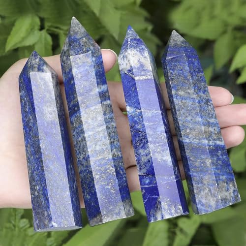Natural Stone and Crystals Point Wand Reiki Healing Stone Rose Quartz Amethyst Home Decor Mineral Stones Crafts (5.9inch Wand Lapis Lazuli) - color: 5.9inch Wand Lapis Lazuli