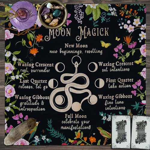 Knana Tarot Altar Cloth - Silk Mat for Reading with Tarot Card Bag (Moon Magic) - color: Moon Magic