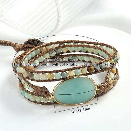 Handmade Boho Wrap Bracelets Natural Turquoise Crystal Stone Variety Beaded Strand Bracelet - color: Picture Stone