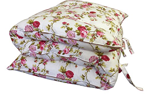 D&D Futon Furniture Traditional Japanese Floor Futon Mattresses, Foldable Cushion Mats, Yoga, Meditaion Single Size 3" Thick X 27" Wide X 80" Long (Red Rose White) - color: Red Rose White