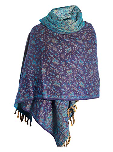 BLUE FLORAL BLANKET SCARF LUXURY PREMIUM QUALITY HANDMADE FASHION SCAR MADE OF YAK WOOL Shawl Blanket stole unisex Travel Wrap Meditation Soft gift for her