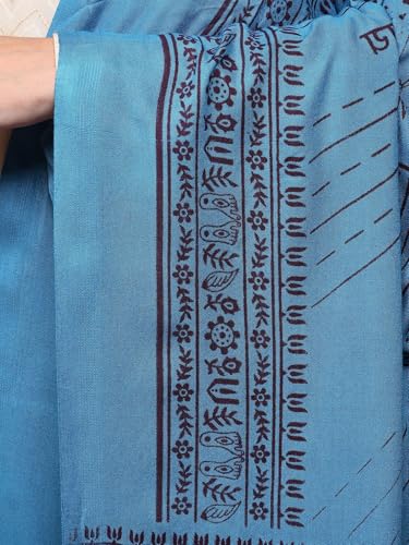 Exotic India Women's Polycotton Prayer Shawl with Printed Om Namah Shivai and Lord Shiva for Pooja Mandir Wrap Stole, Scarves