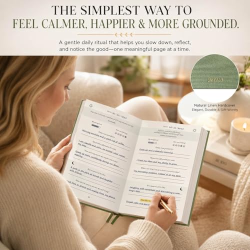 Gratitude Journal 2026 – Undated Daily Gratitude Journal with Upgraded Dynamic Prompts & Gift Box – 5 Minute Reflection, Mindfulness & Happiness Journal for Women & Men - color: Sage Green