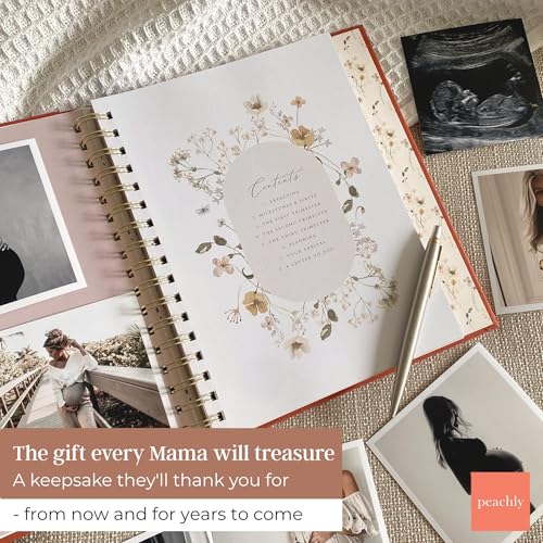 Peachly Pregnancy Journal - Linen Pregnancy Book to Capture Every Milestone - Pregnancy Must Haves - Baby Book Keepsake Pregnancy Journals For First Time Moms and Experienced Moms (Rust) - color: Rust