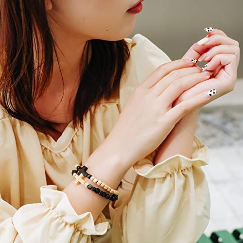 Natural Wood Beads Bracelet for Men Women Wooden Bracelet for Prayer Meditation Healing - color: B2: 2Pcs
