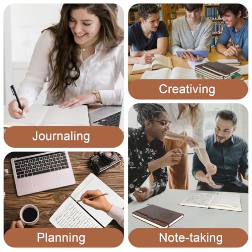 Journal for Women Men, Lined Journaling Notebooks A5 5.7X 8.3 in, Hardcover Leather Journal Diary 160 Pages, Journals for Writing, Travel, Business, Home & School (Brown) - color: Brown