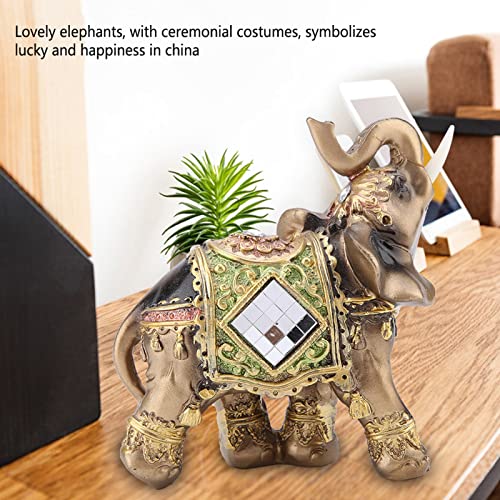 WAL FRONT Lucky Feng Shui Green Elephant Statue Sculpture Wealth Figurine Gift Home Decoration (Green Medium) - size: Green medium
