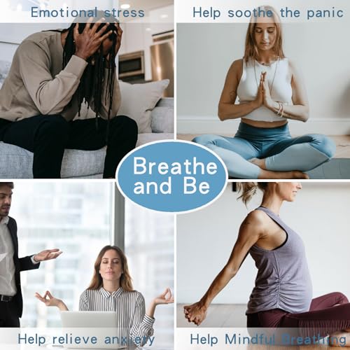 Anxiety Breathe Easy Necklace Mindfulness Breathing Necklace Breathlace Stainless Steel Pendant for Natural Calm & Stress Relief - color: Rainbow T