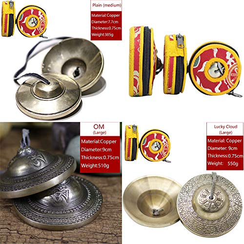 Tibetan Tingsha Bell Set - Tibetan Cymbals - for Sound Healing, Yoga, Meditation, and Mindfulness,Handmade in Nepal,Made of Bronze,Plain Pattern,Black Color,7.7cm/3.0 inch - color: 11-Bronze-Plain-7.5cm