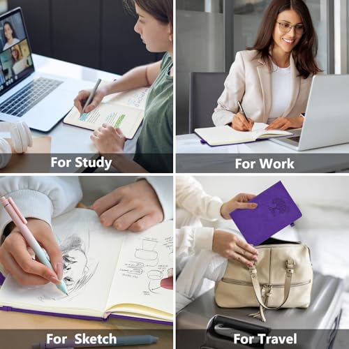Blank Journal Ntebook for Men & Women, 160 Pages Leather Journals for Writing, Drawing Sketch Book,5.9" x 8.5" Hardcover Sketchbook, Unlined Notebooks for Work, School, Art (Purple)