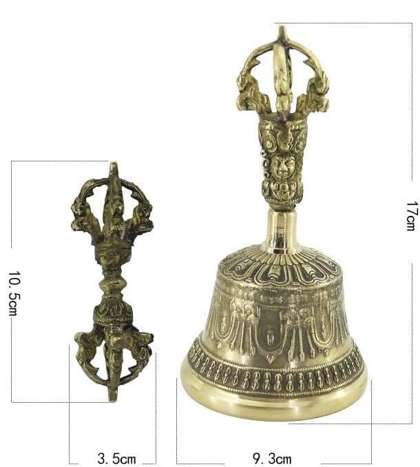Tibetan Buddhist Meditation Bell And Dorje Set, Tibetan Buddhist Meditation Bell And Dorje Set Of Brass Hand Bells For Meditation, Prayer, Reiki, Wakefulness, Concentration, Healing(Size:6.8inch) - size: 6.8inch