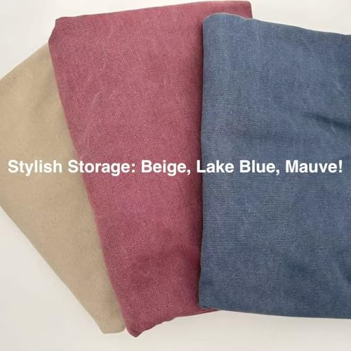 Heavy-duty 18x18x18 Canvas Storage Bag - Ottoman with Zipper ā Large Fabric Cube Tote with Handles for Home Organization - Beige