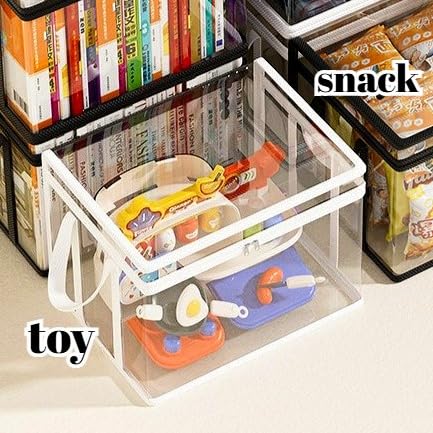 3pcs Storage Box Large Transparent - 180° Flip Cover Heavy-Duty Space-Saving Organizer for Books/Clothes/Documents (white)