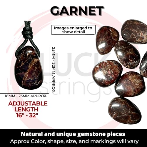 Luck Strings Garnet pendant necklace Spiritual jewelry men women Meditation Balance Grounding gemstone necklace