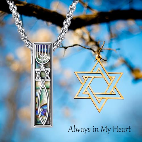Cremation Urn Necklaces for Ashes Sterling Silver 3D Vertical Bar Memorial Pendant for Loved Ones Keepsake Cremation Jewelry Gifts for Women Men - style: Messianic Mezuzah